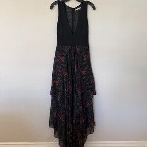 Alice + Olivia V-Neck Handkerchief Maxi Dress